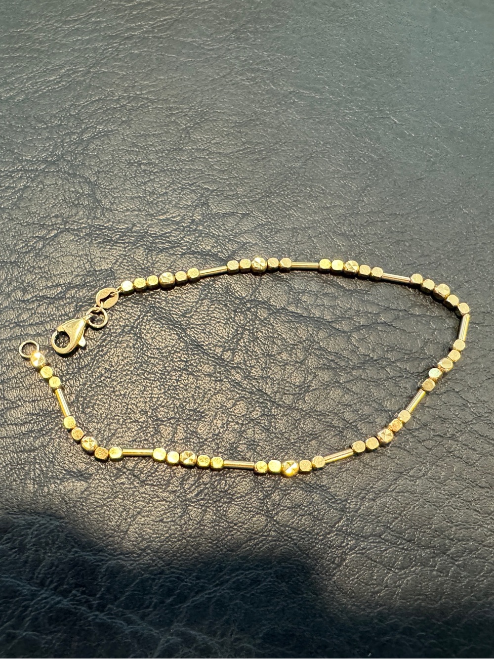14k bar & bead link bracelet